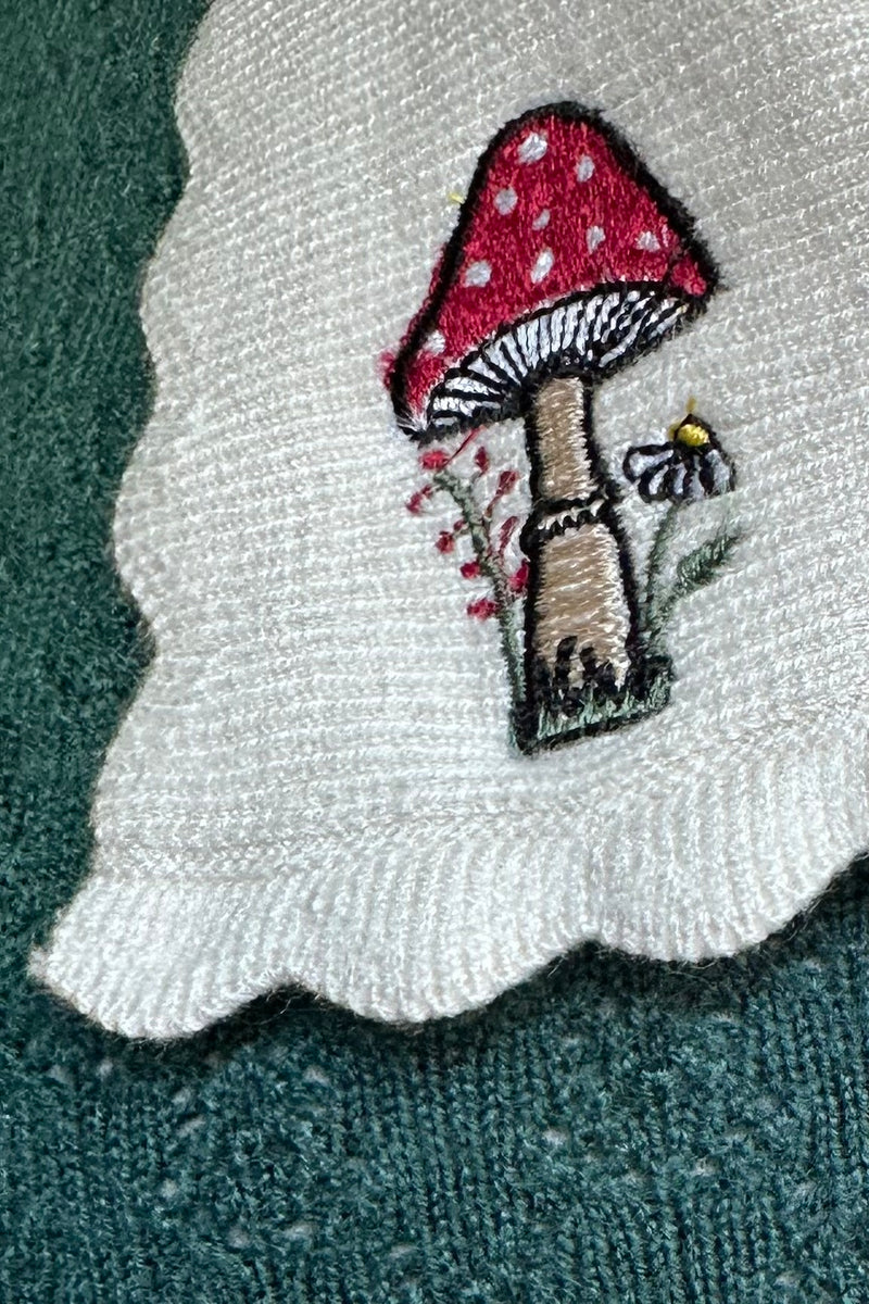 Mushroom Genevieve Sweater in Green by Hell Bunny