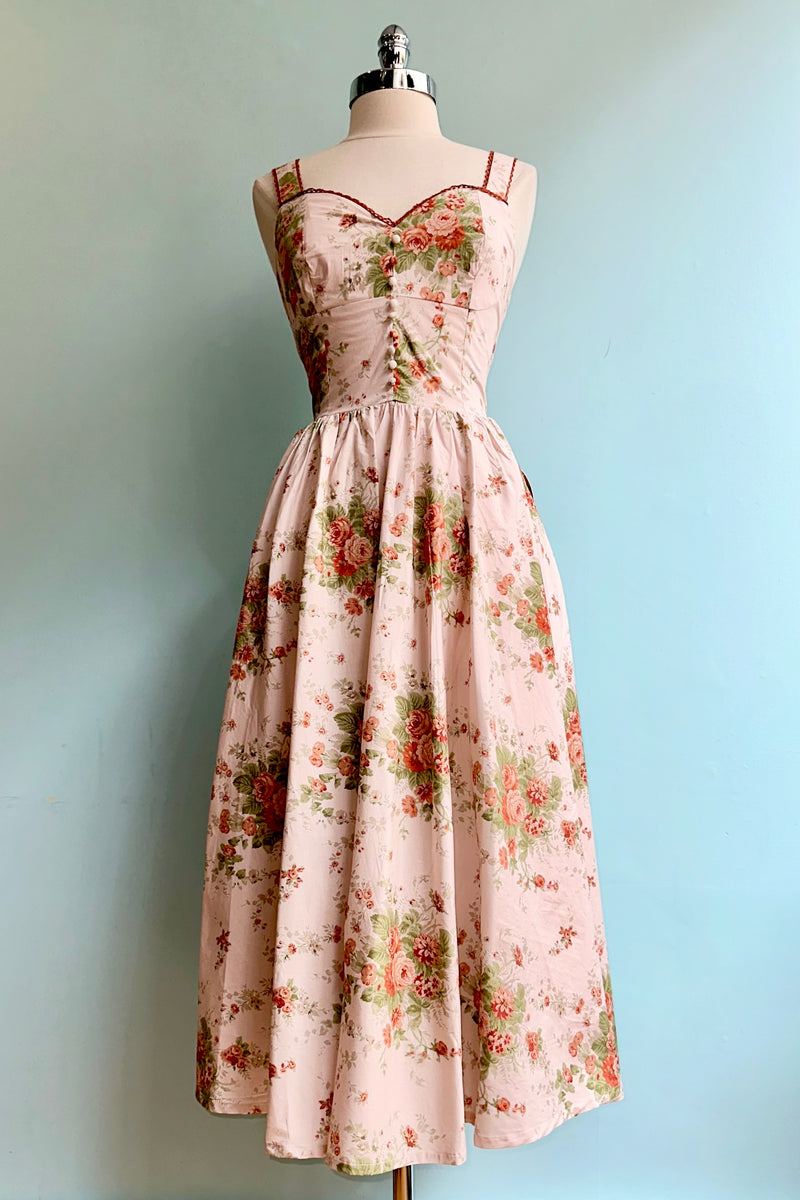 Rust and Olive Floral Bryson Midi Dress by Timeless London