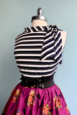 Navy and White Cowl Neck Tank Top