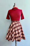 Burgundy and Tan Plaid Skater Skirt by Retrolicious