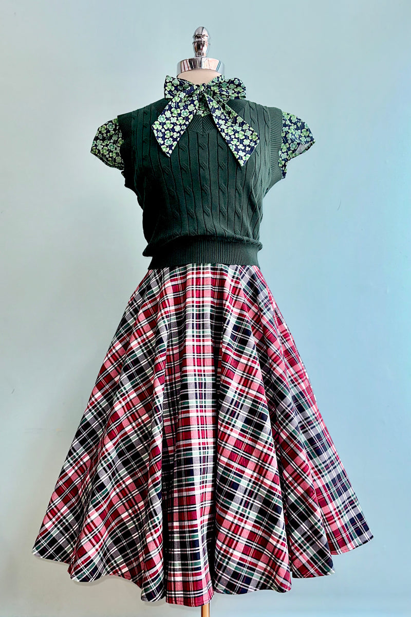 Boat Day Plaid Circle Skirt by Banned