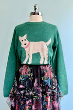 Pullover Scottie Dog Sweater in Green by Compania Fantastica