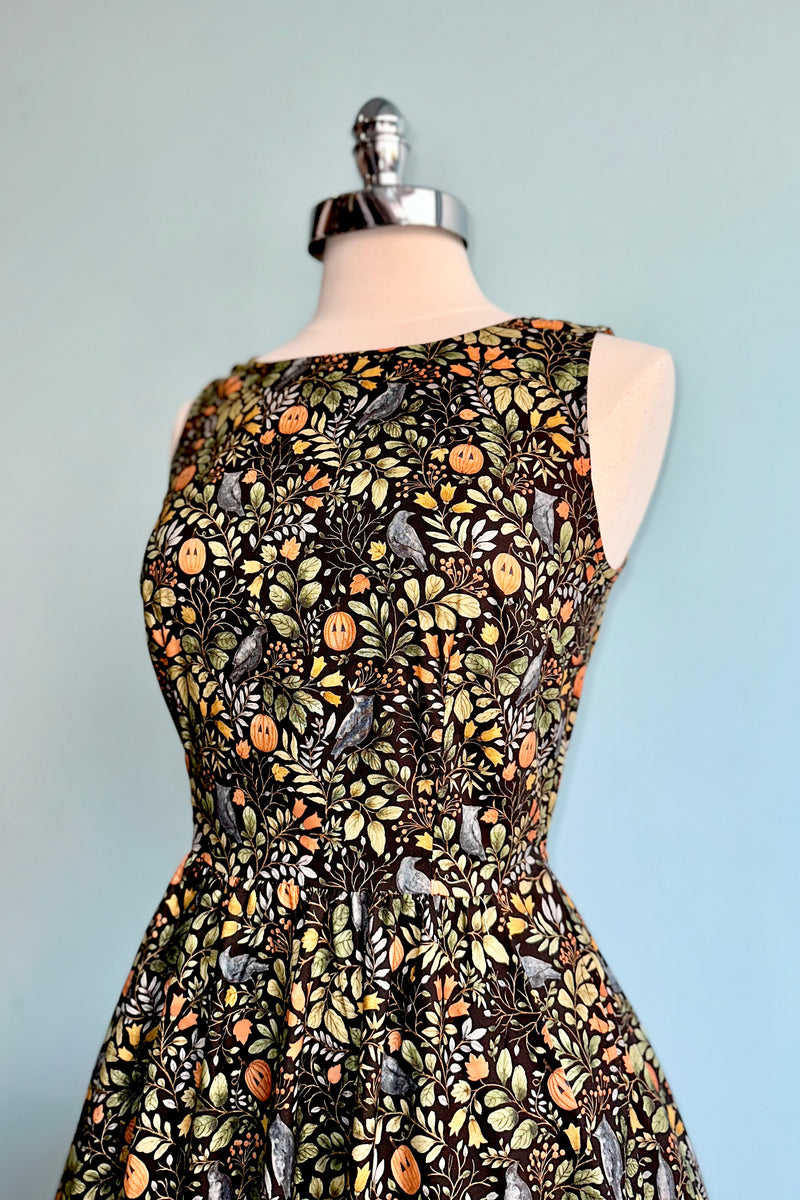 Pumpkins and Foliage Midi Dress by Retrolicious
