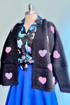 Ombre Heart Cardigan in Black