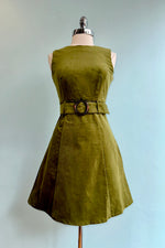 Olive Corduroy Shift Dress by Voodoo Vixen