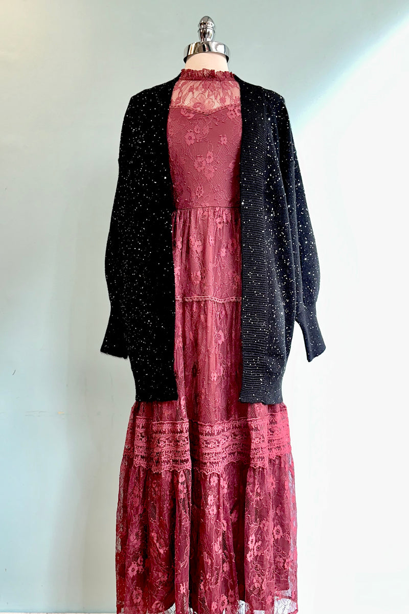 Lace Victorian Inspired Maxi Dress in Plum