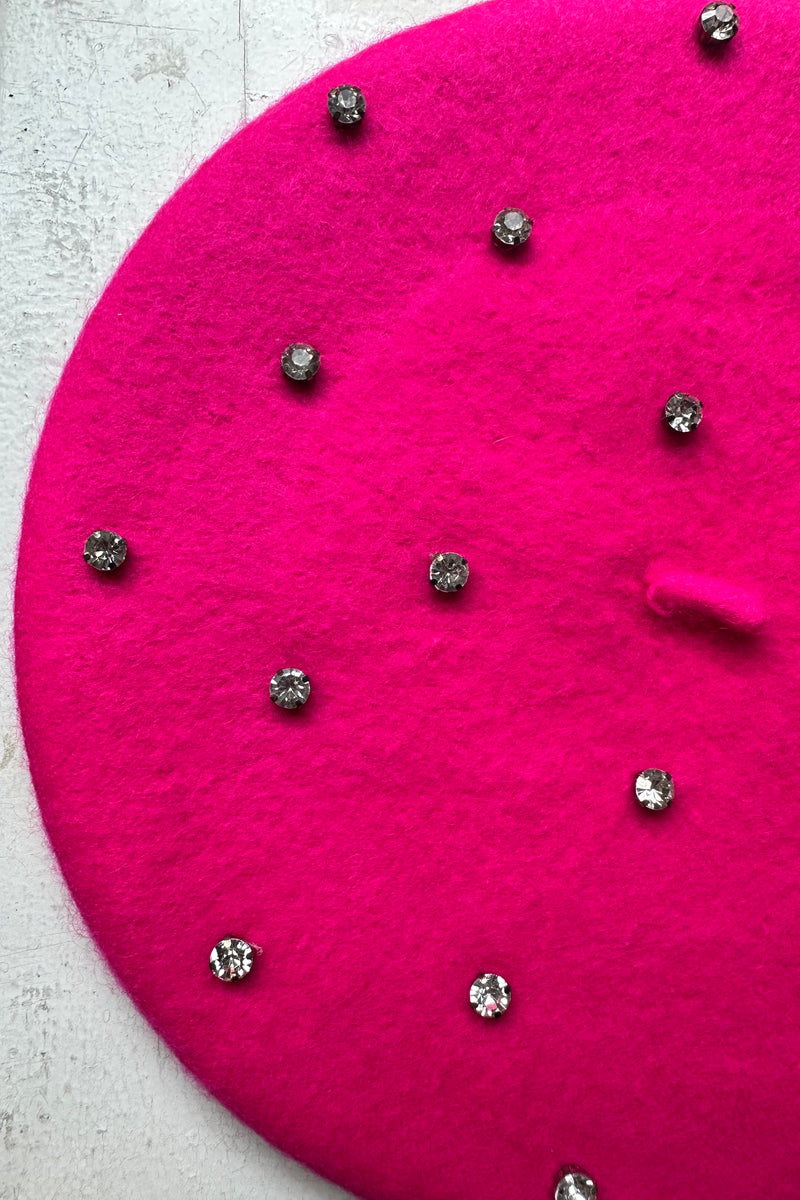 Rhinestone Studded Wool Beret in Multiple Colors!