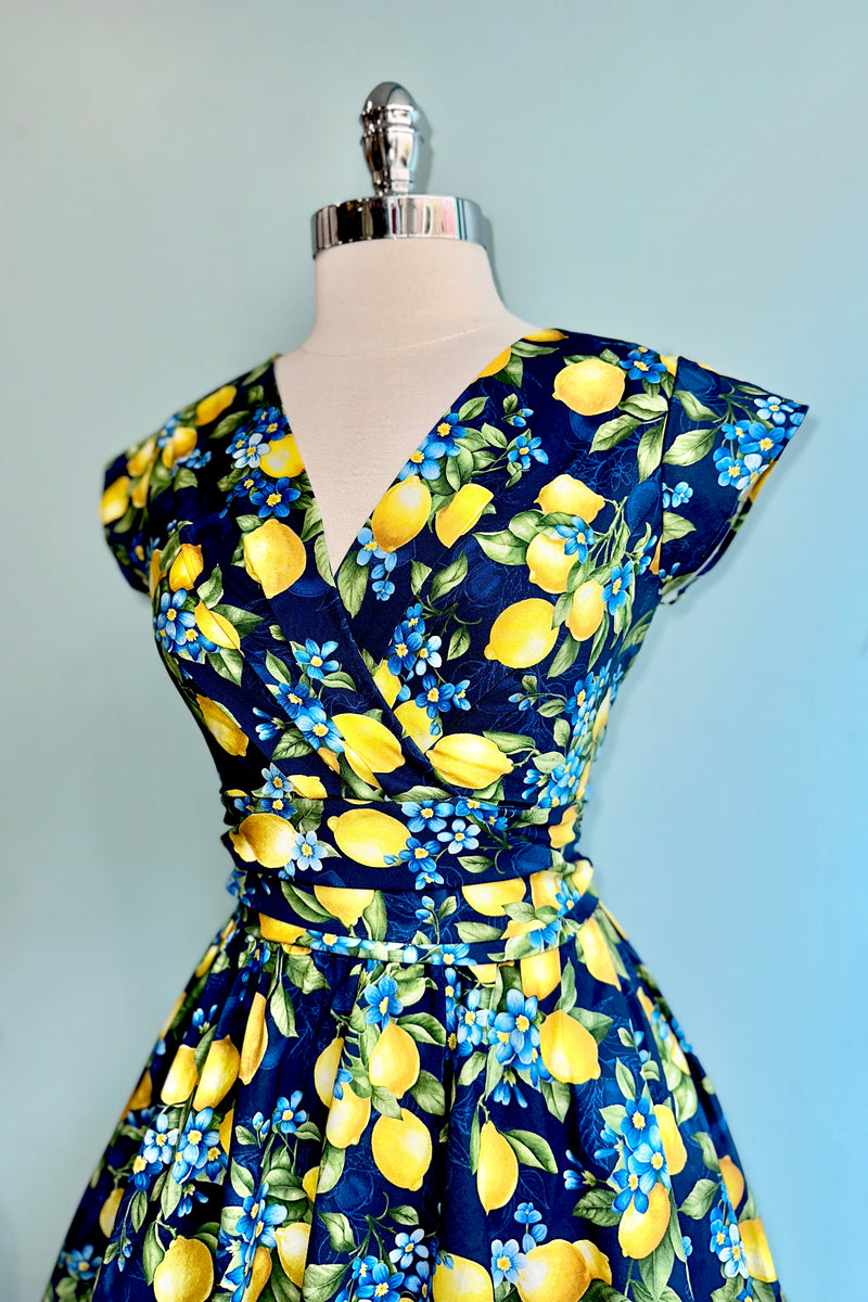 Navy Lemons Greta Dress by Retrolicious