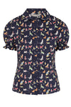 Dog Print Blouse in Navy by Banned