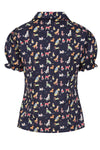 Dog Print Blouse in Navy by Banned