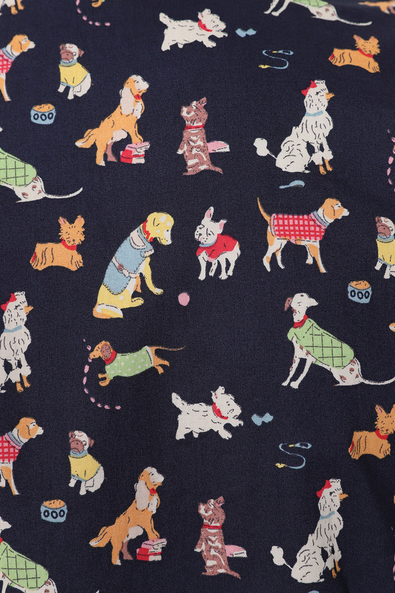 Dog Print Blouse in Navy by Banned