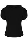 Ruffle Collar Puff Sleeve Top in Black by Banned