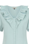 Ruffle Collar Puff Sleeve Top in Light Blue by Banned