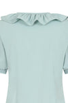 Ruffle Collar Puff Sleeve Top in Light Blue by Banned