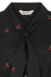 Cropped Button Down Cherry Top in Black by Banned