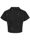 Cropped Button Down Cherry Top in Black by Banned