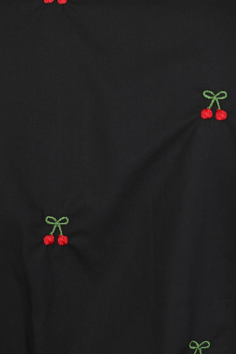 Cropped Button Down Cherry Top in Black by Banned