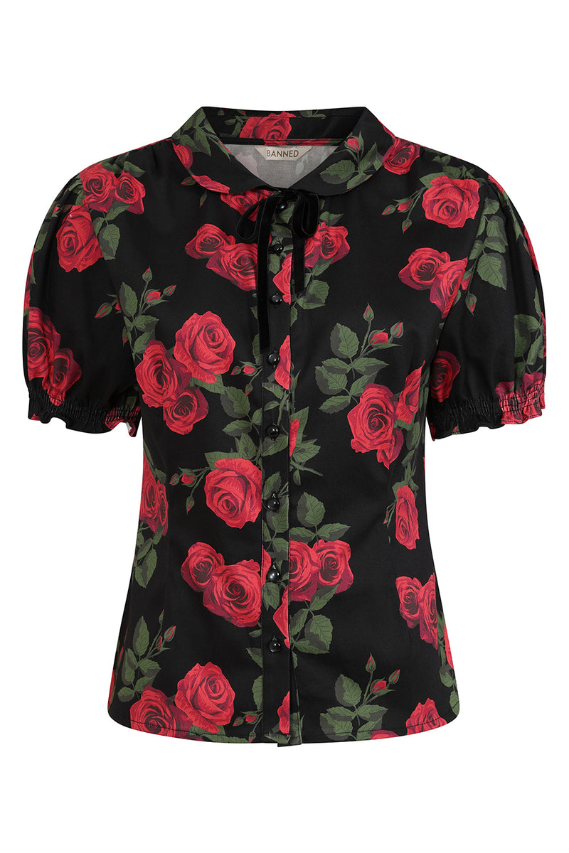 Lilly Roses Blouse in Black by Banned
