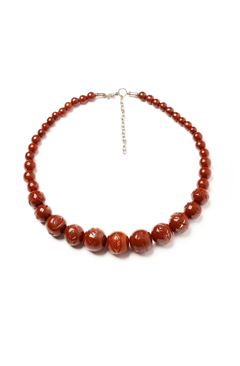 Tobacco Heavy Carve Beaded Necklace by Splendette
