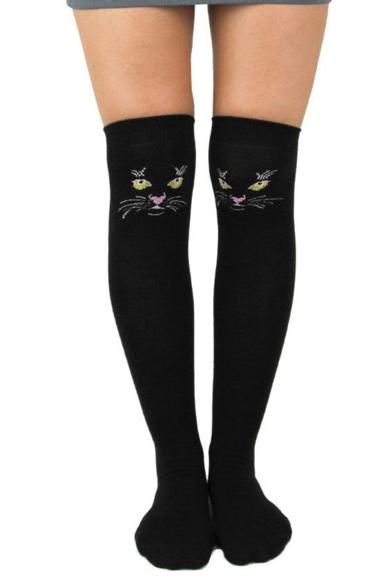 Black Cat Over the Knee Socks by Foot Traffic