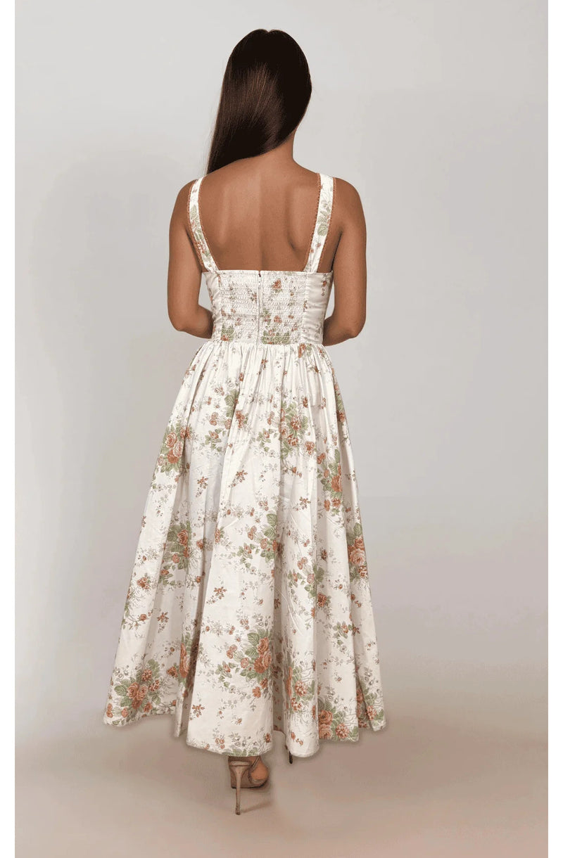 Rust and Olive Floral Bryson Midi Dress by Timeless London