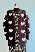 Black and White Heart Open Cardigan