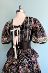 Black Embroidered Tie Front Vest