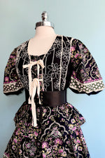 Black Embroidered Tie Front Vest