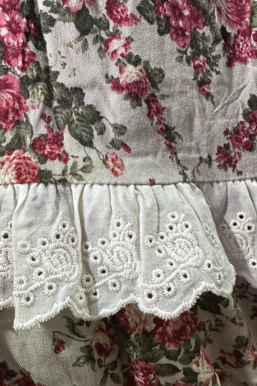 Light Sage Floral and Eyelet Trim Maxi Dress