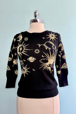 Black and Gold Celestial Pullover Sweater