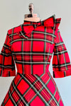 Red Plaid Bow Dress by Banned