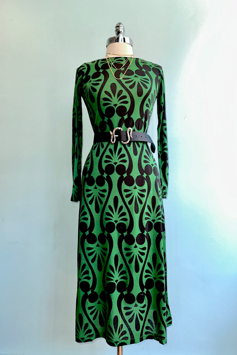 Black and Green Midi Knit Dress by Compania Fantastica Modern Millie Black and Green Midi Knit Dress by Compania Fantastica Modern Millie