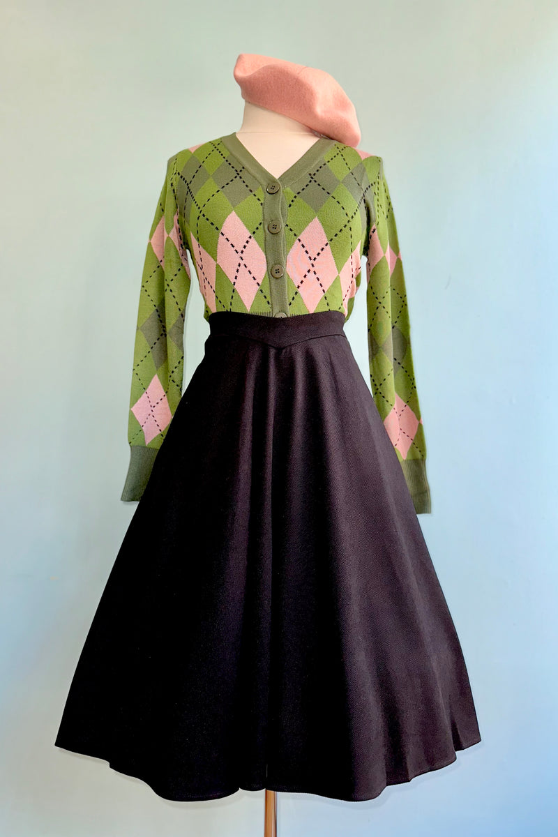 Baxter High Waisted Full Skirt in Black by Banned