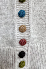 Ivory Cardigan Sweater with Multicolored Buttons by Compania Fantastica