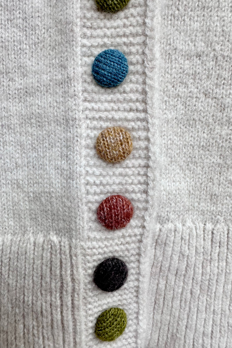 Ivory Cardigan Sweater with Multicolored Buttons by Compania Fantastica