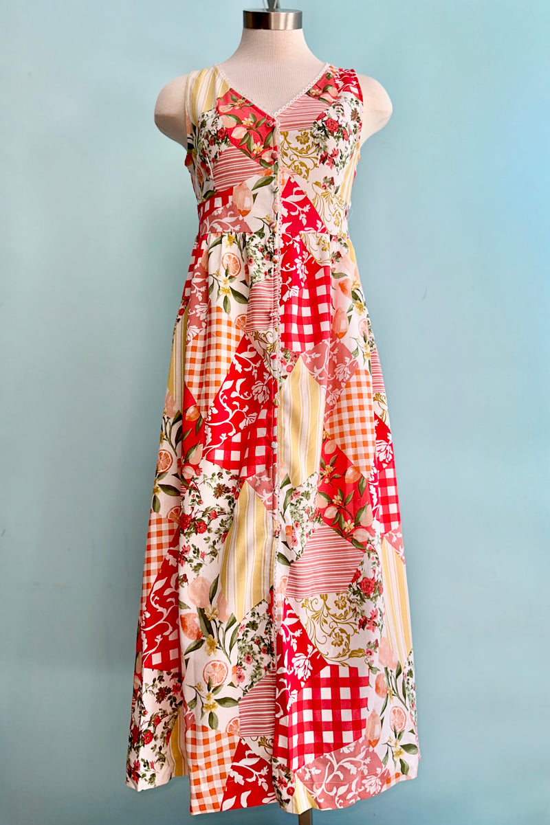 Red Patchwork Midi Dress Modern Millie Red Patchwork Midi Dress Modern Millie