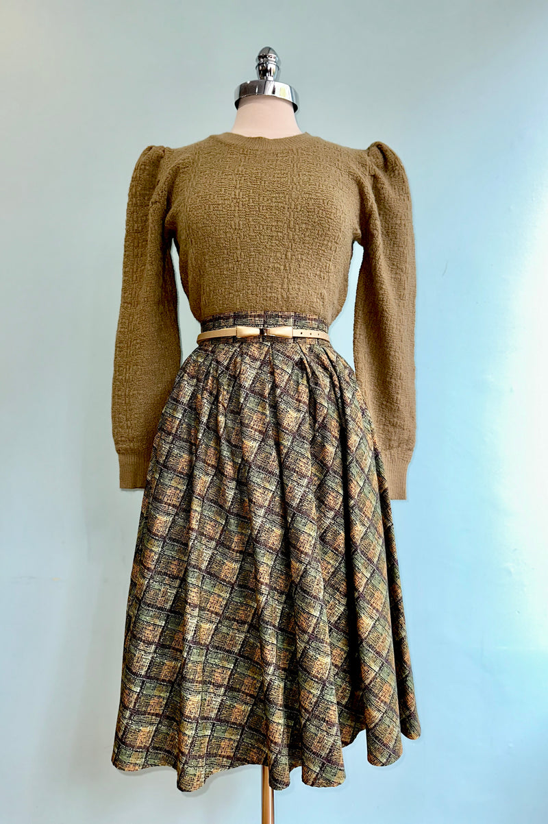 Structured Puff Sleeve Sweater in Khaki by Lili Sidonio