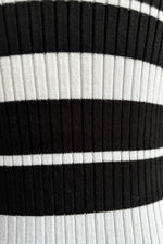 Black and White Striped Mock Neck Sweater by Voodoo Vixen