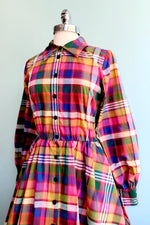 Multicolor Plaid Longsleeve Shirtwaist Dress