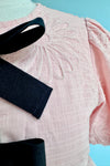 Bow Tie Floral Puff Sleeve Top in Pink