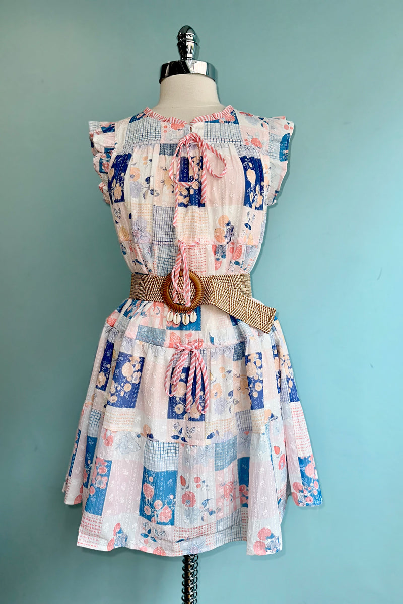 blue marine pink dress Kamila Tulle Maxi Dress — Light Blue & Pink Floral main image 1
