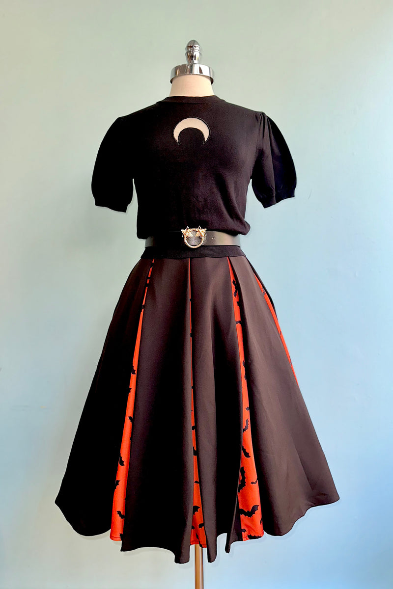 Halloween Black and Orange Contrast Godot Skirt
