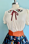 Fox Embroidered Basil Top by Hell Bunny