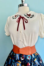 Fox Embroidered Basil Top by Hell Bunny