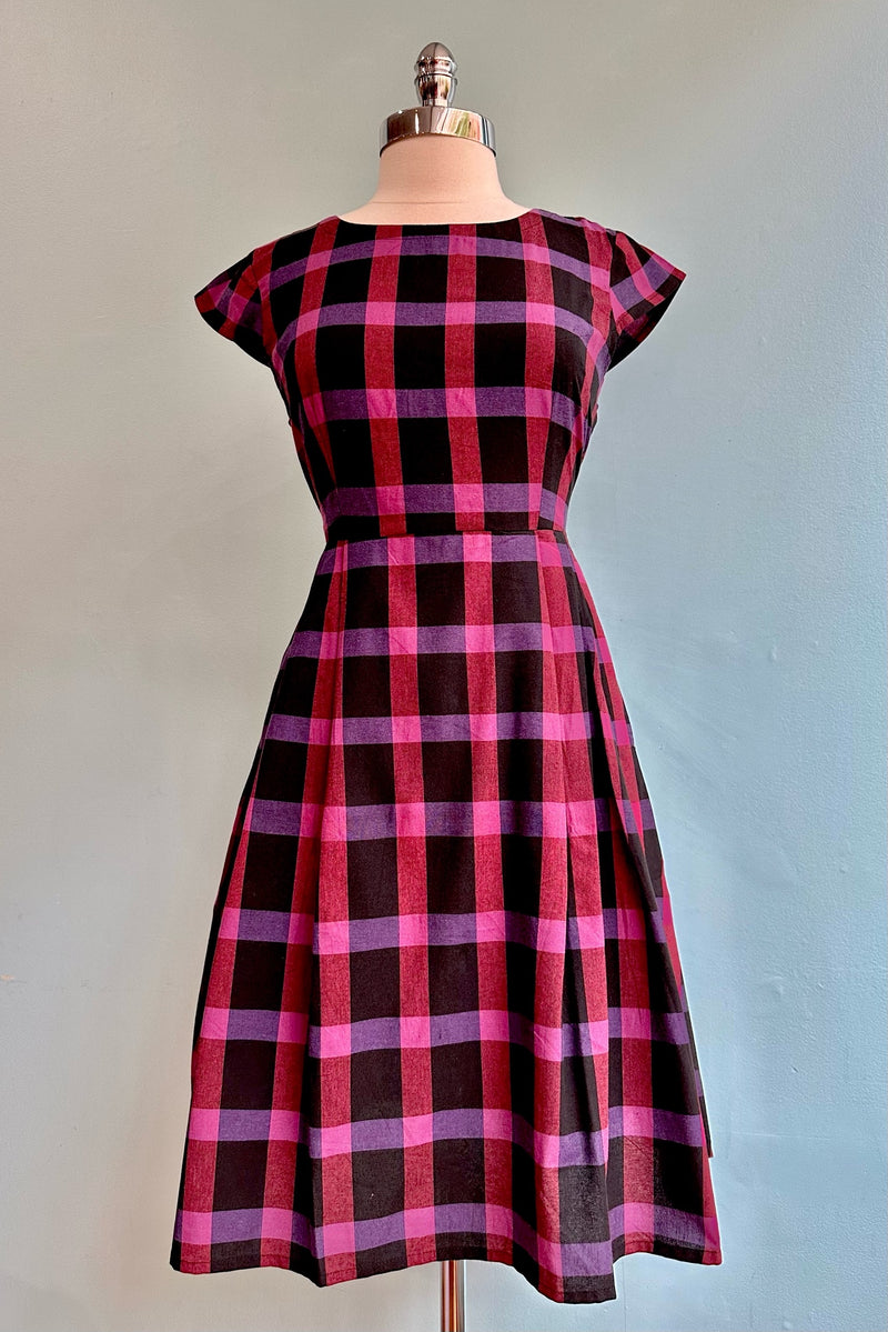 Violet Plaid Devonshire Dress by Mata Traders