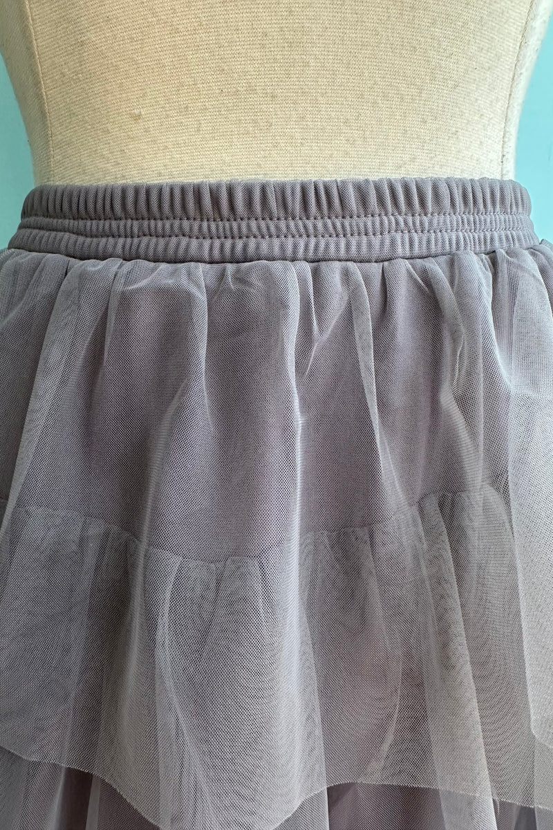 Charcoal Gradient Tiered Midi Skirt