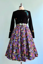 Peacock Floral Embroidered Cardigan in Black by Voodoo Vixen