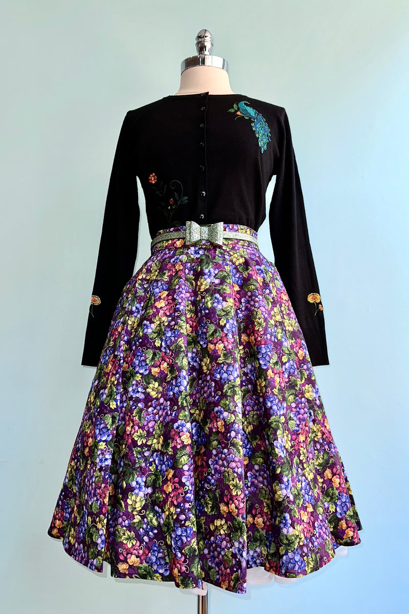 Peacock Floral Embroidered Cardigan in Black by Voodoo Vixen