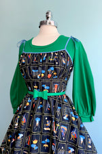 Tarot Card Shirred Bust Swing Dress