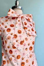 Pink Jack O' Lantern Bow Top by Retrolicious